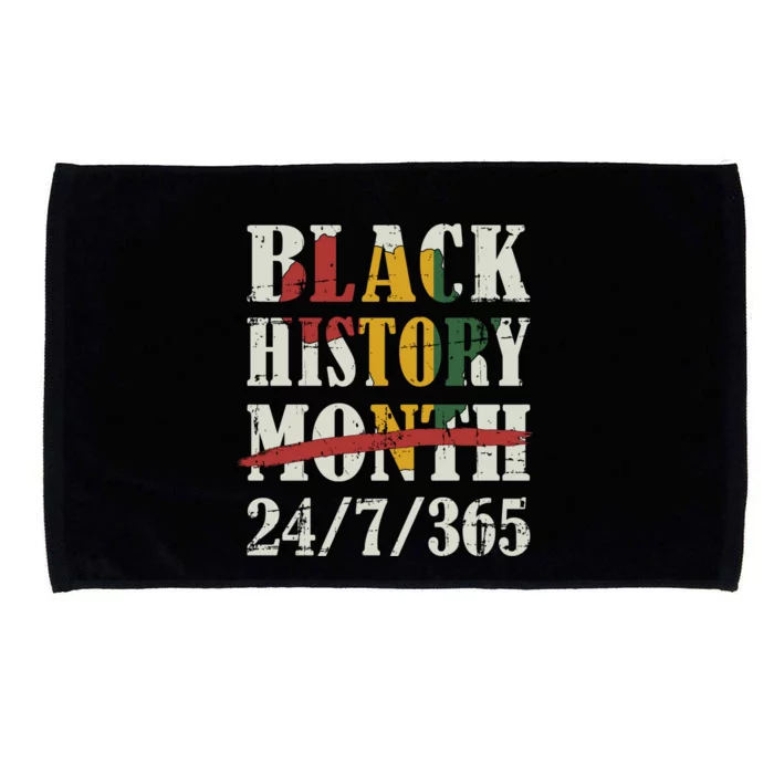 Black History Month 24/7/365 With African Map Flag Gift Microfiber Hand Towel