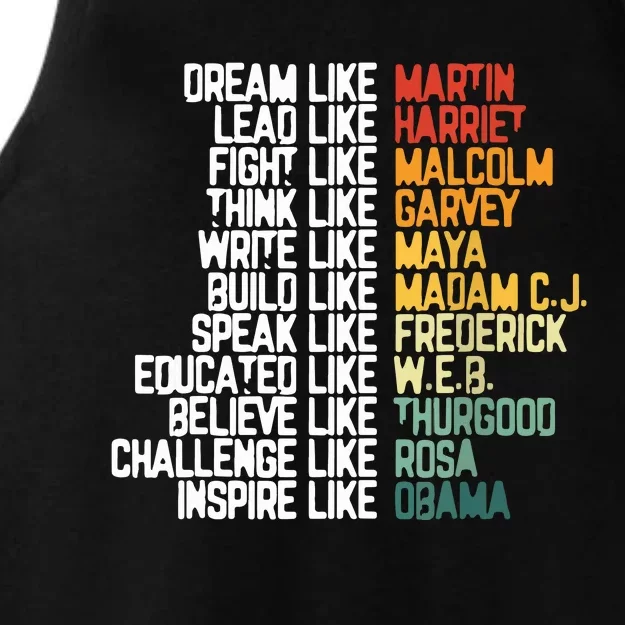 Black History Month Dream Like Martin Lead Like Harriet Ladies Tri-Blend Wicking Tank