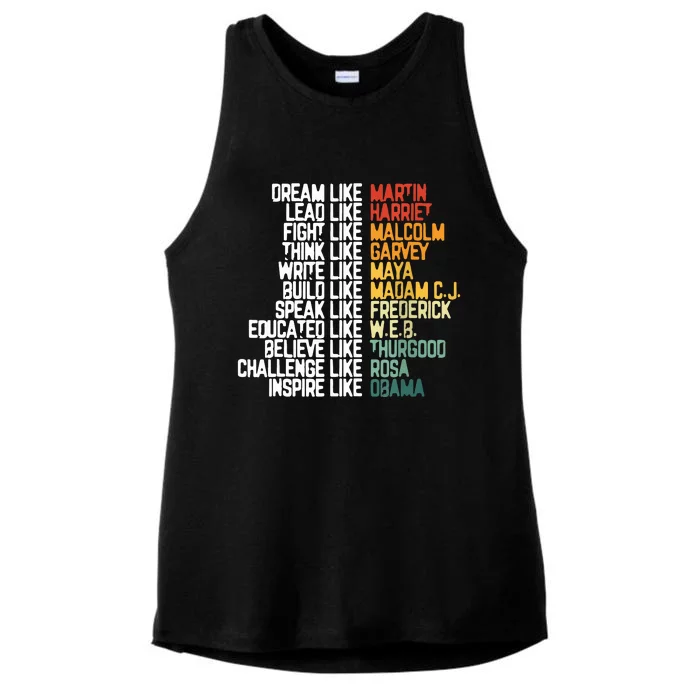 Black History Month Dream Like Martin Lead Like Harriet Ladies Tri-Blend Wicking Tank