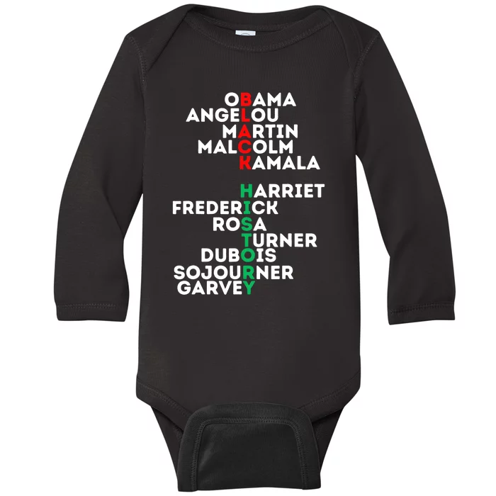 Black History Month African American Love Men Women Unity Baby Long Sleeve Bodysuit