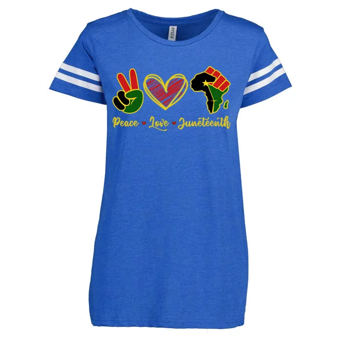 Black History Month African Peace Love Juneteenth Freedom Gift Enza Ladies Jersey Football T-Shirt