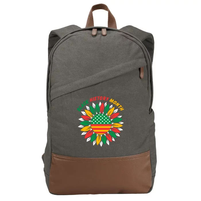 Black History Month Sunflower Flag Cotton Canvas Backpack