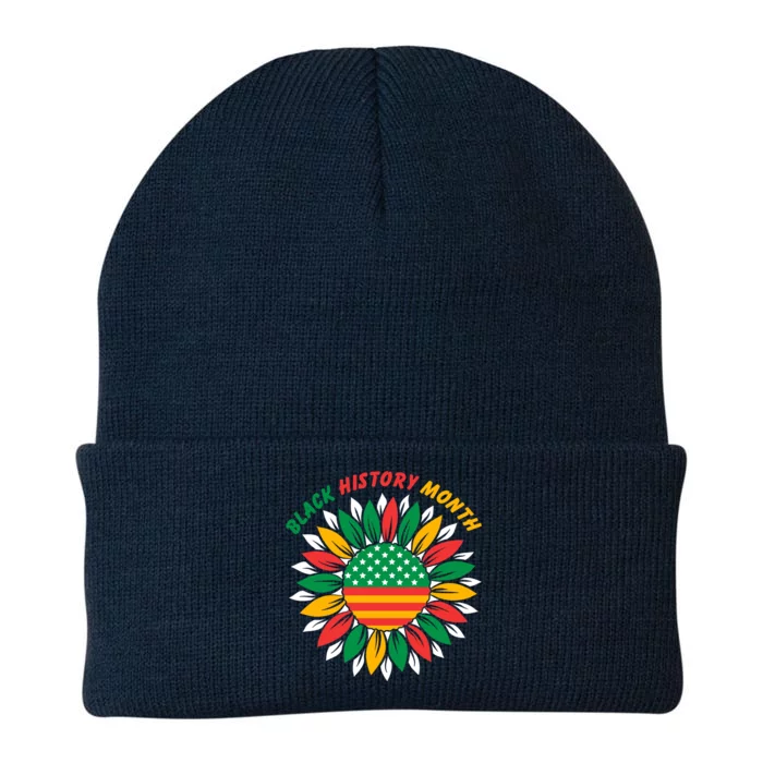 Black History Month Sunflower Flag Knit Cap Winter Beanie