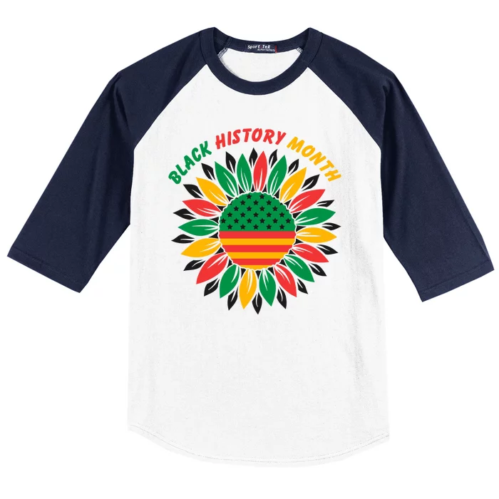 Black History Month Sunflower Flag Baseball Sleeve Shirt