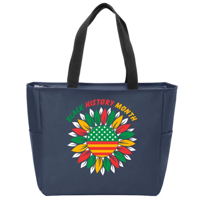 Black History Month Sunflower Flag Zip Tote Bag