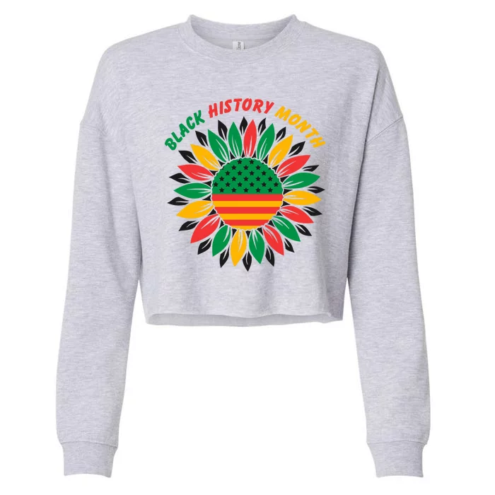 Black History Month Sunflower Flag Cropped Pullover Crew