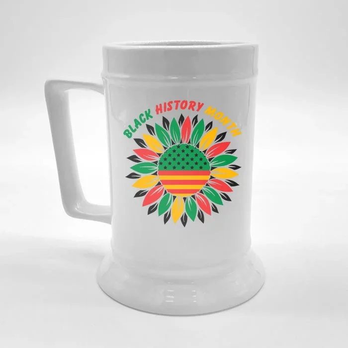 Black History Month Sunflower Flag Front & Back Beer Stein