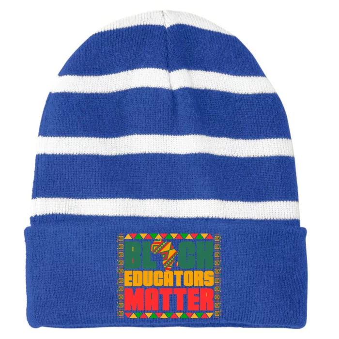 Black History Month African Black Educator Matter Juneteenth Gift Striped Beanie with Solid Band