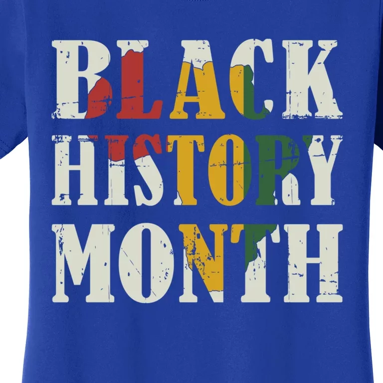 Black History Month With African Map Flag Fro Freedom Gift Women's T-Shirt