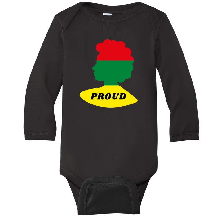 Black History Month Proud Female Baby Long Sleeve Bodysuit