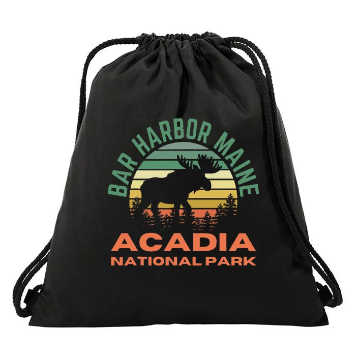 Bar Harbor Maine Acadia National Park Moose Drawstring Bag