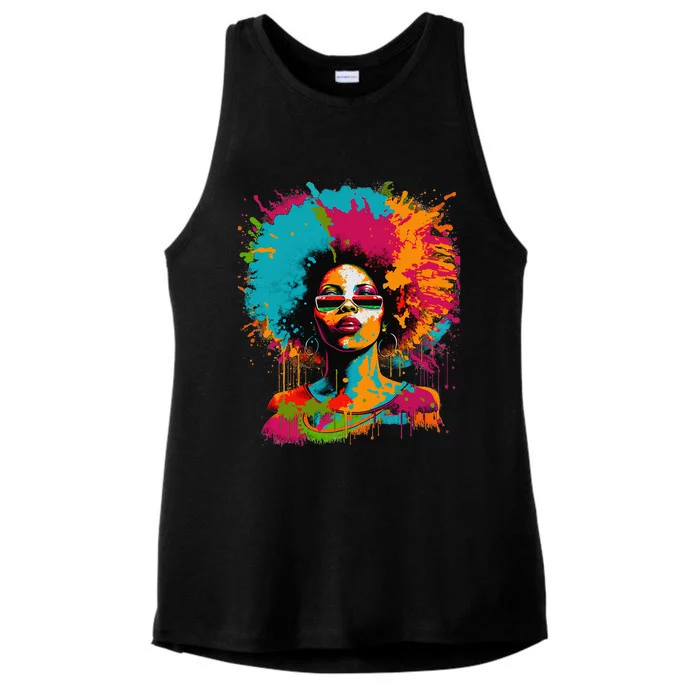 Black History Month African American Black Queen Juneteenth Ladies Tri-Blend Wicking Tank