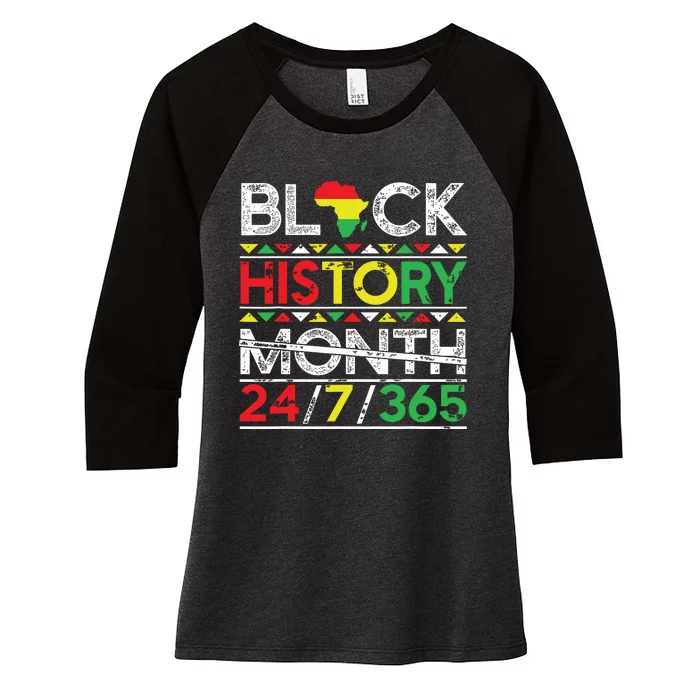 Black History Month 247365 African Melanin Black Women's Tri-Blend 3/4-Sleeve Raglan Shirt