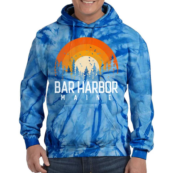 Bar Harbor Maine Me Great Gift Retro Vintage 70s 80s 90s Gift Tie Dye Hoodie