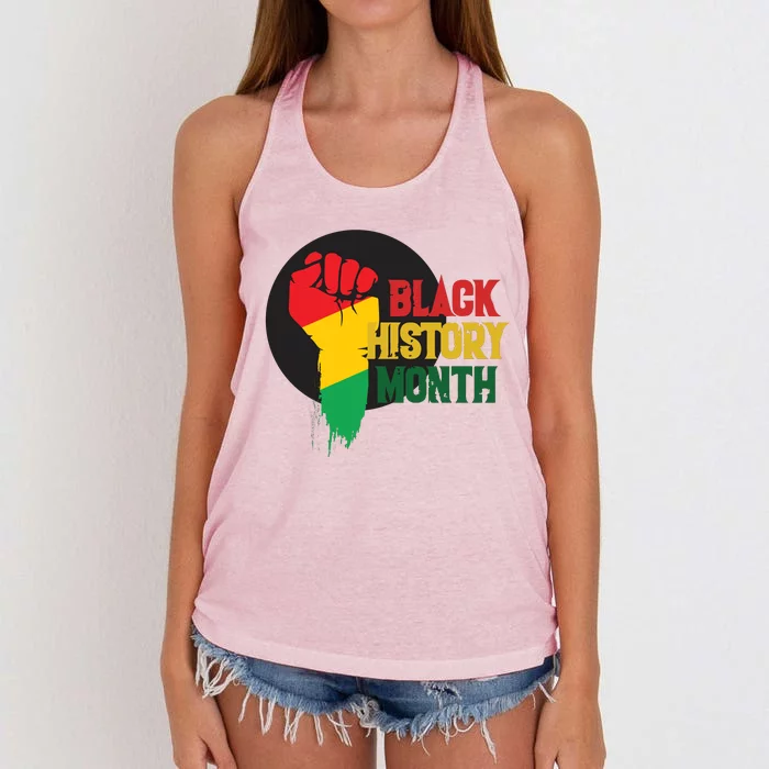 Black History Month Fist Women's Knotted Racerback Tank