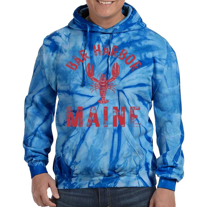 Bar Harbor Maine Lobster Travel Acadia Vintage Gift Tie Dye Hoodie