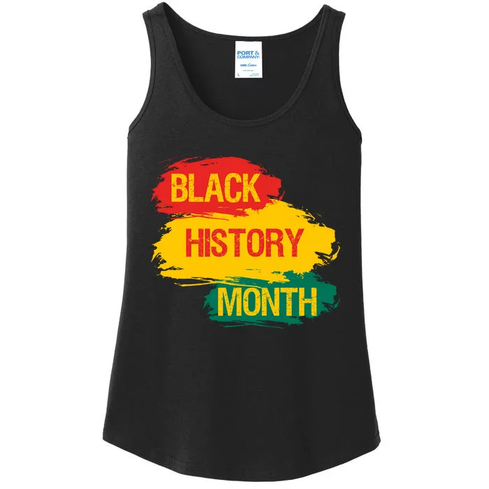 Black History Month AfroAmerican Flag BHM Flag Distressed Flag Ladies Essential Tank