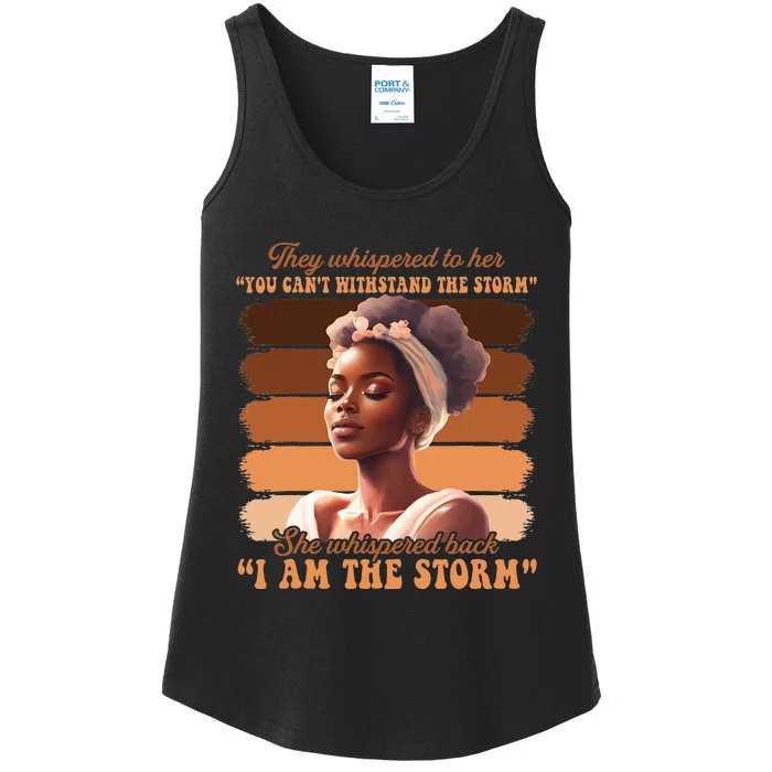 Black History Month African Woman Afro I Am The Storm Ladies Essential Tank