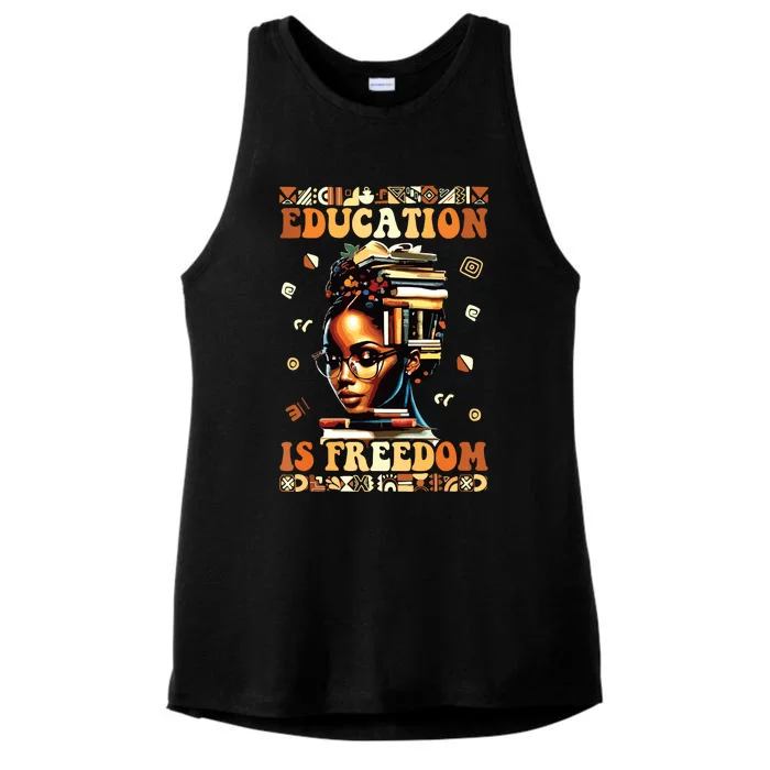 Black History Month Shirts Education Is Freedom Teacher Ladies Tri-Blend Wicking Tank