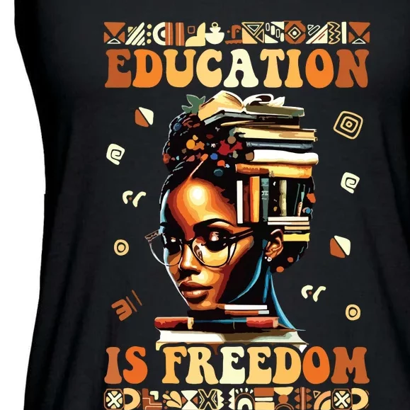 Black History Month Shirts Education Is Freedom Teacher Ladies Essential Flowy Tank