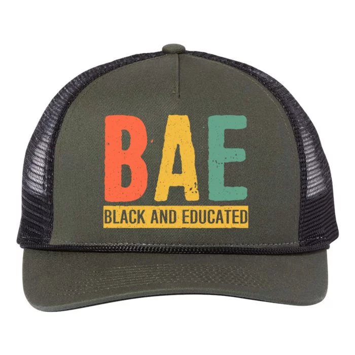 Black History Month Funny Gift Black Pride Bae Black And Educated Cool Gift Retro Rope Trucker Hat Cap