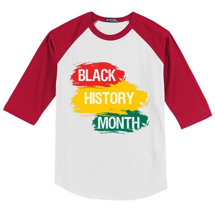 Black History Month African American Black Fist February UNIA Flag Kids Colorblock Raglan Jersey