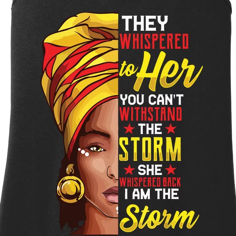 Black History Month African Woman Afro I Am The Storm Ladies Essential Tank