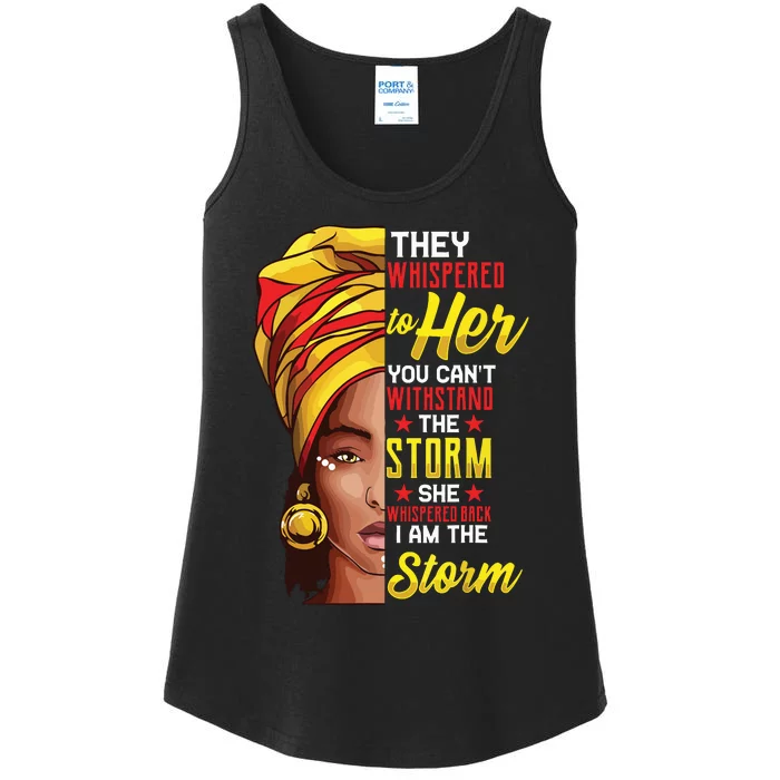 Black History Month African Woman Afro I Am The Storm Ladies Essential Tank