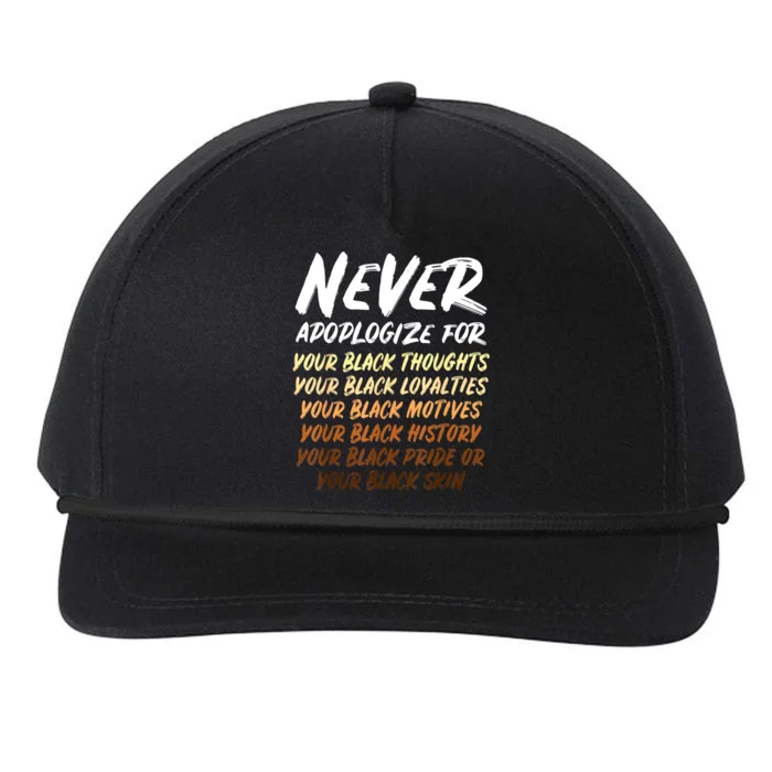 Black History Month Not Sorry For Being Black: & Womens Snapback Five-Panel Rope Hat