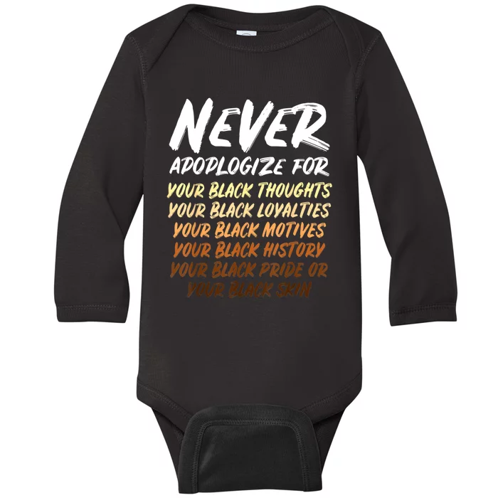 Black History Month Not Sorry For Being Black: & Womens Baby Long Sleeve Bodysuit