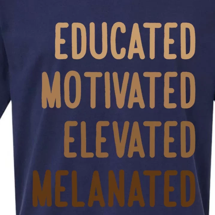 Black History Month Educated Motivated Elevated Melanated Gift Sueded Cloud Jersey T-Shirt