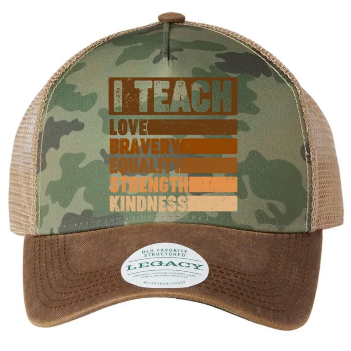 Black History Month I Teach Love Bravery Equality Strength Kindness Legacy Tie Dye Trucker Hat