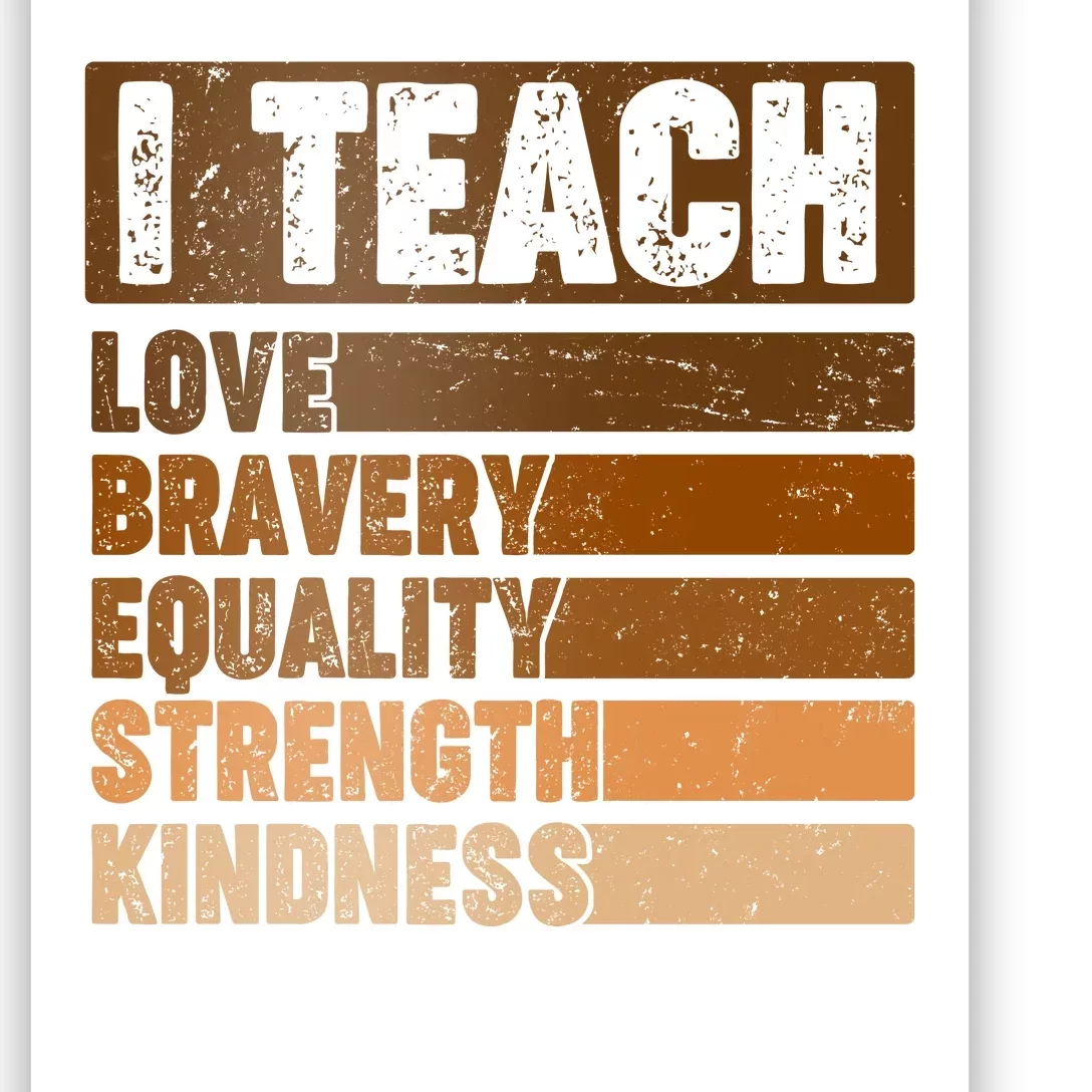 Black History Month I Teach Love Bravery Equality Strength Kindness Poster