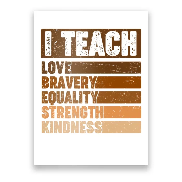 Black History Month I Teach Love Bravery Equality Strength Kindness Poster