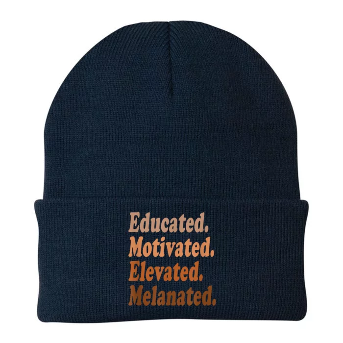 Black History Month Educated Motivated Elevated Melanated Knit Cap Winter Beanie