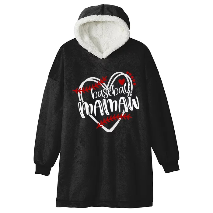 Baseball Heart Mamaw Grandma Trendy Hooded Wearable Blanket