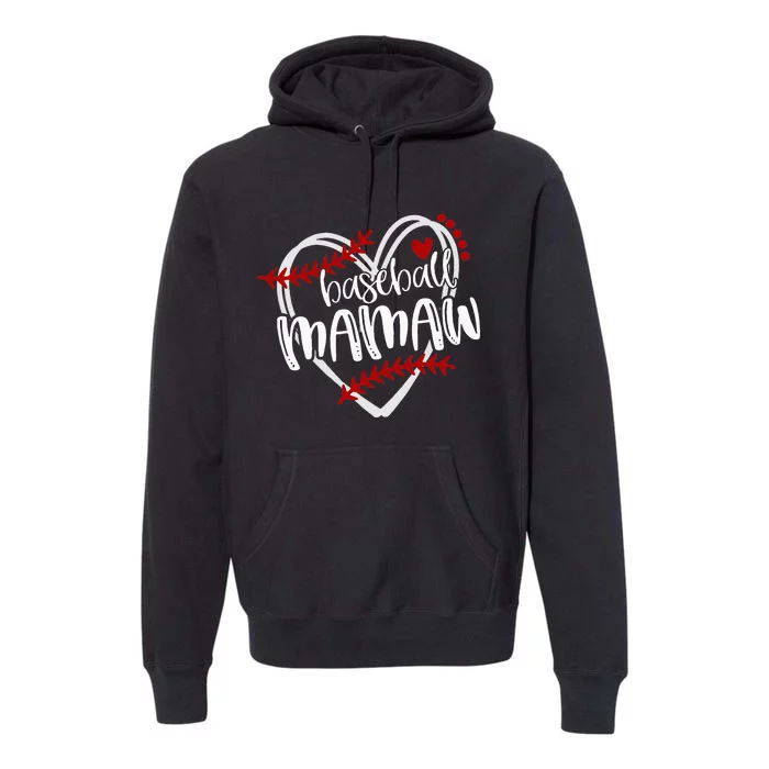 Baseball Heart Mamaw Grandma Trendy Premium Hoodie