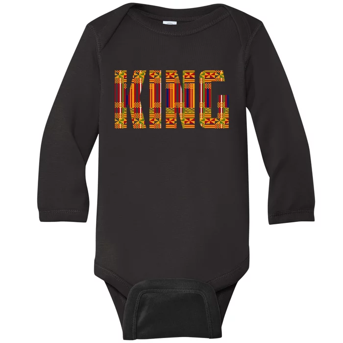 Black History Month Shirts Funny African King Gift Cool Kente Cloth Lover Baby Long Sleeve Bodysuit