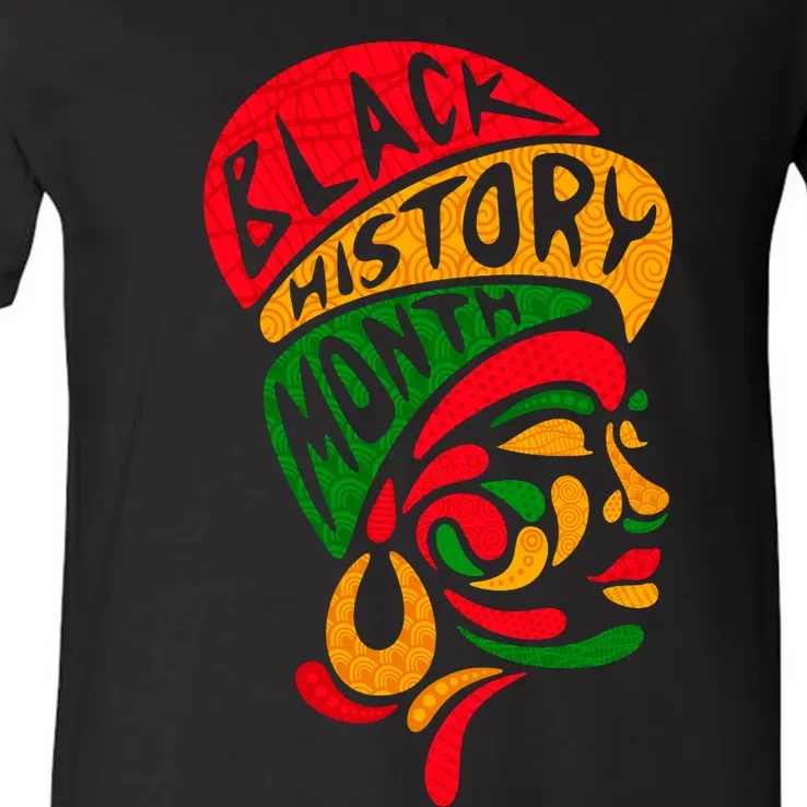 Black History Month African Woman Afro V-Neck T-Shirt