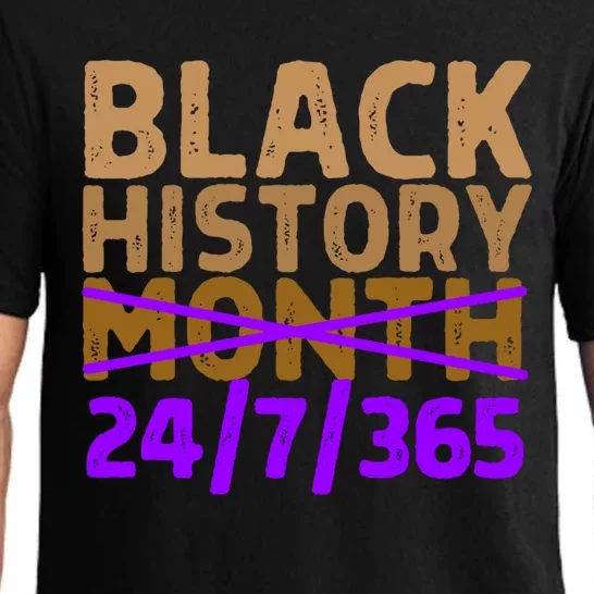 Black History Month 24 7 365 All Year Long Melanin Purple Funny Gift Pajama Set