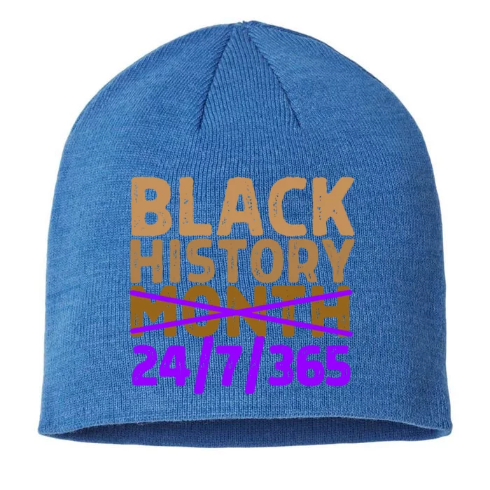 Black History Month 24 7 365 All Year Long Melanin Purple Funny Gift 8 1/2in Sustainable Knit Beanie