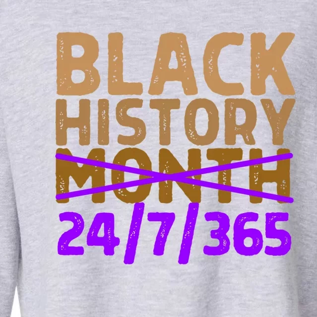 Black History Month 24 7 365 All Year Long Melanin Purple Funny Gift Cropped Pullover Crew