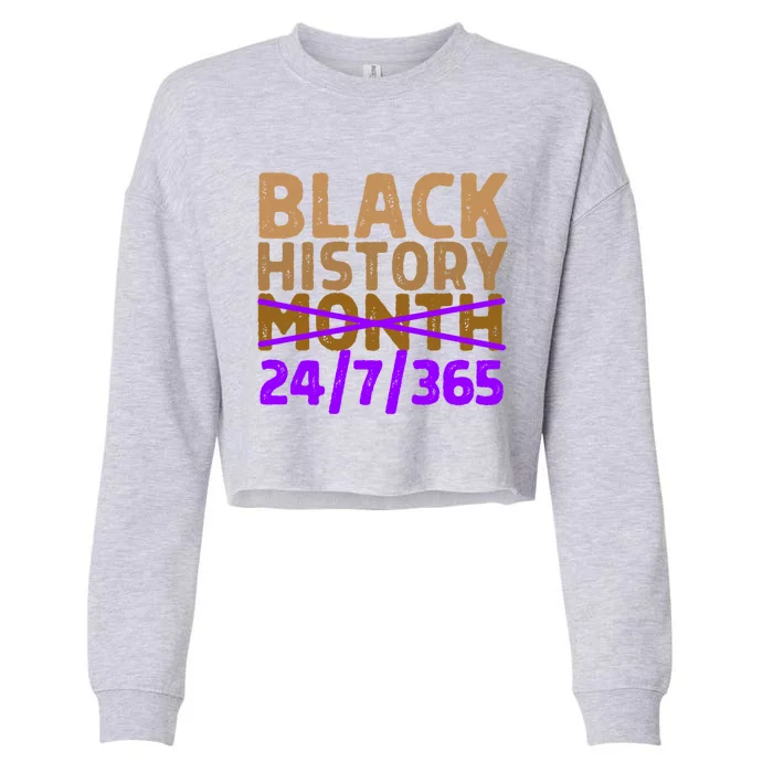 Black History Month 24 7 365 All Year Long Melanin Purple Funny Gift Cropped Pullover Crew