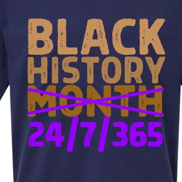 Black History Month 24 7 365 All Year Long Melanin Purple Funny Gift Sueded Cloud Jersey T-Shirt