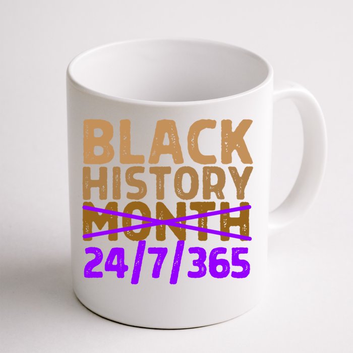 Black History Month 24 7 365 All Year Long Melanin Purple Funny Gift Front & Back Coffee Mug