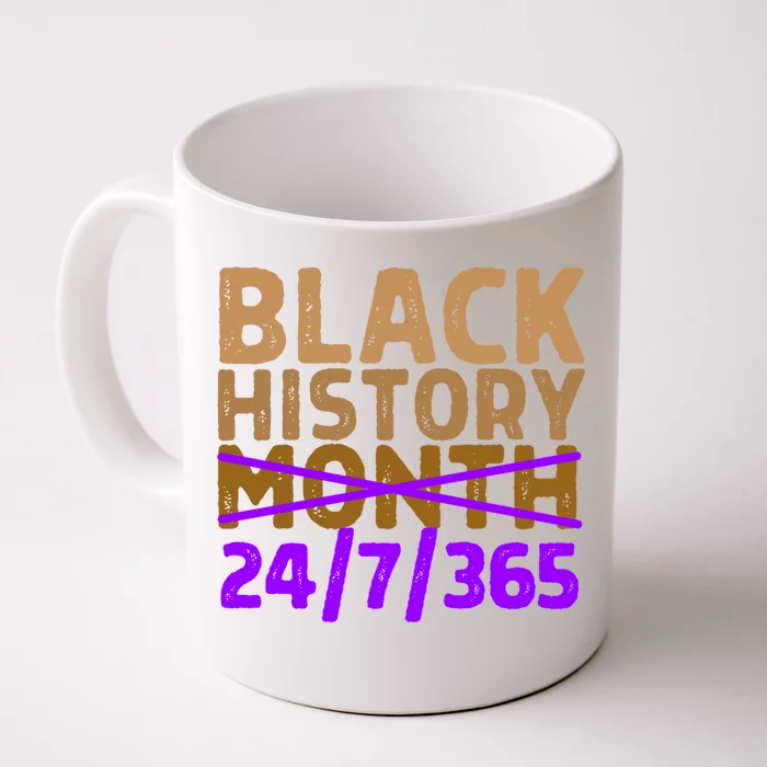 Black History Month 24 7 365 All Year Long Melanin Purple Funny Gift Front & Back Coffee Mug