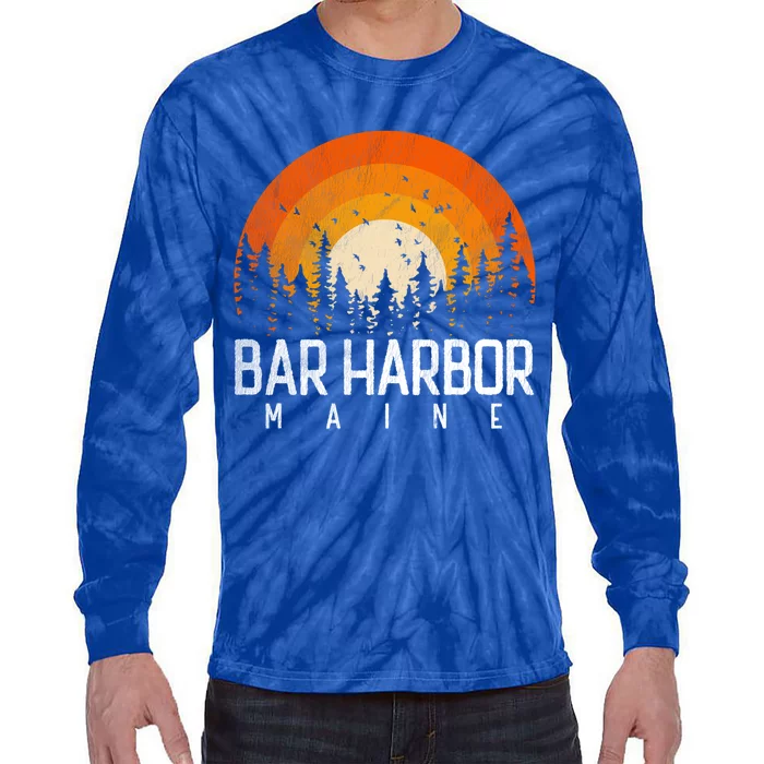 Bar Harbor Maine Me Gift Retro Vintage 70s 80s 90s Gift Tie-Dye Long Sleeve Shirt