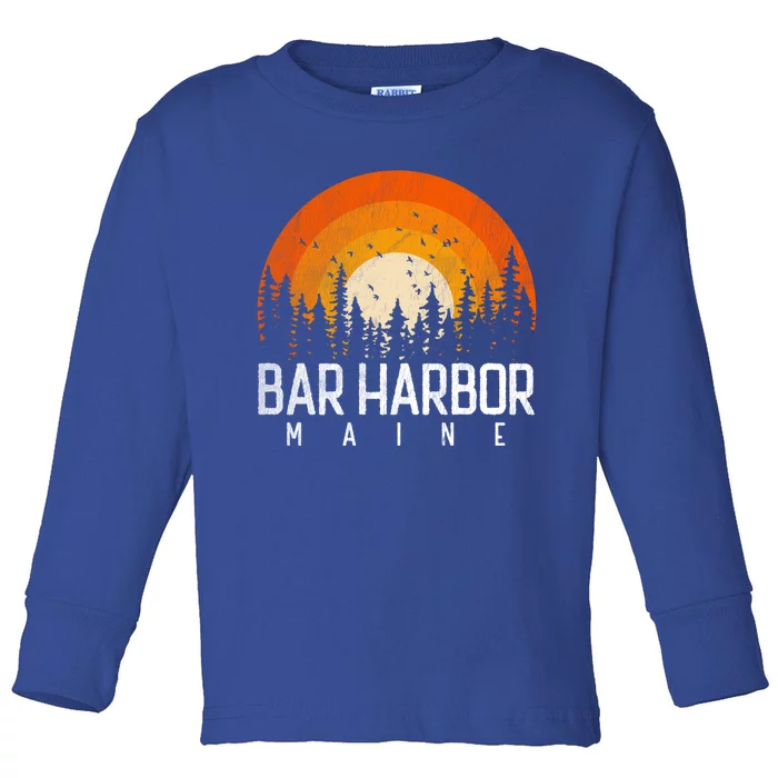 Bar Harbor Maine Me Gift Retro Vintage 70s 80s 90s Gift Toddler Long Sleeve Shirt