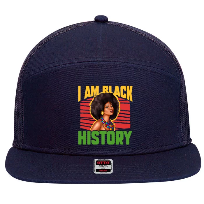 Black History Month African Melanin American Usa Great Gift 7 Panel Mesh Trucker Snapback Hat