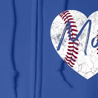 Baseball Heart Mom Softball Mother's Day Christmas Gift Funny Gift Full Zip Hoodie